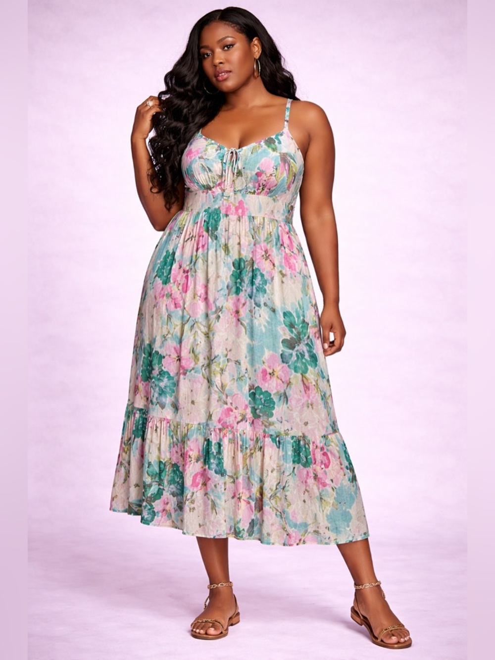 Torrid Midi Supersoft
Tiered Tie Front Dress